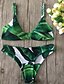 tanie Bikini-Damskie Pasek Zielony Trójkątny Dół typu Cheeky Bikini Stroje kąpielowe Kostium kąpielowy - Kwiaty Nadruk S M L Zielony