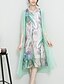 cheap Plus Size Dresses-Women&#039;s Going out Plus Size Sophisticated Asymmetrical Loose Dress - Print Spring Silk Light Green