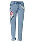 baratos Calças de mulher-Feminino Moda de Rua Vintage Cintura Média Micro-Elástica Jeans Calças,Delgado Reto Estampado