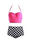 cheap Women&#039;s Swimwear &amp; Bikinis-Women&#039;s Dot Push-up Retro Red Bikini Swimwear Swimsuit - Polka Dot S M L Red