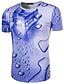cheap Men&#039;s 3D T-shirts-Men&#039;s T shirt Tee Round Neck Blue Short Sleeve Daily Sports Print Tops Basic / Summer / Summer