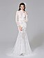 cheap Wedding Dresses-Wedding Dresses Mermaid / Trumpet High Neck Long Sleeve Chapel Train Lace Bridal Gowns With Crystal Beading 2023