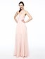 voordelige Bruidsmeisjesjurken-A-lijn Strapless Tot de grond Chiffon Bruidsmeisjesjurk met Plooien door LAN TING BRIDE®