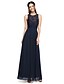 cheap Bridesmaid Dresses-A-Line Jewel Neck Floor Length Chiffon / Lace Bridesmaid Dress with Sequin / Sash / Ribbon