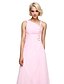 cheap Bridesmaid Dresses-Ball Gown Notched Floor Length Chiffon Bridesmaid Dress with Beading / Flower by LAN TING BRIDE®