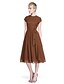 halpa Morsiusneitojen mekot-A-Line Jewel Neck Knee Length Chiffon Bridesmaid Dress with Bow(s) / Buttons