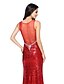 cheap Evening Dresses-Sheath / Column Sparkle &amp; Shine Dress Prom Floor Length Sleeveless Straps Sequined with Beading Split Front 2022 / Formal Evening