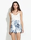 cheap Women&#039;s Jumpsuits &amp; Rompers-Women&#039;s Floral / Plunging Neckline / Chinoiserie Romper Jacquard / One-Pieces