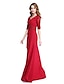 cheap Mother of the Bride Dresses-Sheath / Column V Neck Floor Length Chiffon Mother of the Bride Dress with Beading / Appliques / Side Draping by LAN TING BRIDE® / Illusion Sleeve