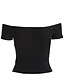 cheap Women&#039;s T-shirts-Women&#039;s T-shirt Solid Colored Tops Cotton Boat Neck Black