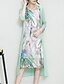 cheap Plus Size Dresses-Women&#039;s Going out Plus Size Sophisticated Asymmetrical Loose Dress - Print Spring Silk Light Green