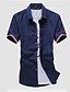 cheap Men&#039;s Shirts-Men&#039;s Color Block Solid Colored Shirt - Cotton Casual Daily White / Red / Blushing Pink / Royal Blue / Navy Blue / Light Blue / Summer / Short Sleeve