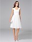 お買い得  ウェディングドレス-A-Line Scoop Neck Knee Length Cotton / Tulle Cap Sleeve Formal / Casual Little White Dress Made-To-Measure Wedding Dresses with Lace 2020