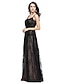 Χαμηλού Κόστους Φορέματα ειδικών περιστάσεων-Ίσια Γραμμή Scoop Neck Μακρύ Δαντέλα Φόρεμα με Πλισέ με TS Couture®