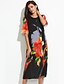 Χαμηλού Κόστους Φορέματα Μεγάλα Μεγέθη-Γυναικεία Μεγάλα Μεγέθη Εξόδου Κινεζικό στυλ Φαρδιά Φόρεμα - Φλοράλ, Καλλιτεχνικό στυλ Μίντι / Καλοκαίρι / Floral Patterns