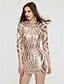 cheap Women&#039;s Dresses-Women&#039;s Sequins Daily Club Street chic Bodycon Dress - Solid Colored Backless Sequins Crew Neck Spring Gold Silver M L XL