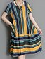 cheap Women&#039;s Dresses-Women&#039;s Loose Knee Length Dress Black Short Sleeve Striped Summer Round Neck Chinoiserie Boho Loose L XL XXL 3XL 4XL 5XL / Plus Size / Plus Size