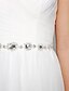 cheap Wedding Dresses-Wedding Dresses A-Line V Neck Sleeveless Court Train Tulle Bridal Gowns With Sash / Ribbon Beading 2023