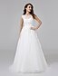 cheap Wedding Dresses-A-Line Bateau Neck Court Train Lace / Organza Made-To-Measure Wedding Dresses with Beading / Appliques / Flower by LAN TING BRIDE® / See-Through