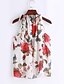 voordelige Damestanktops &amp; hemdjes-Women&#039;s Butterfly Sleeves Tank Top - Floral Ruched Turtleneck / Summer