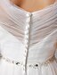 baratos Vestidos de Casamento-Vestidos de noiva Linha A Decote V Sem Manga Cauda Corte Tule Vestidos de noiva Com Faixa / Fita Miçangas 2023