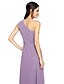 cheap Bridesmaid Dresses-Sheath / Column One Shoulder Floor Length Chiffon Bridesmaid Dress with Pleats / Side Draping