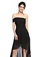 cheap Bridesmaid Dresses-A-Line Bridesmaid Dress Off Shoulder Sleeveless Black Dress Asymmetrical Chiffon with Pleats 2022