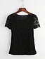 cheap Plus Size Tops-Women&#039;s Blouse Solid Colored Plus Size Round Neck Daily Weekend Lace Short Sleeve Tops Streetwear White Black Pink