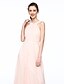 preiswerte Brautjungfernkleider-A-Line Bridesmaid Dress Jewel Neck / Cross Front Sleeveless Elegant Floor Length Chiffon with Sash / Ribbon / Pleats 2022