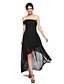 cheap Bridesmaid Dresses-A-Line Bridesmaid Dress Off Shoulder Sleeveless Black Dress Asymmetrical Chiffon with Pleats 2022