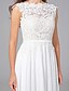 cheap Wedding Dresses-Beach Open Back Boho Wedding Dresses Sheath / Column Bateau Neck Cap Sleeve Sweep / Brush Train Chiffon Bridal Gowns With Bowknot Sash / Ribbon 2023