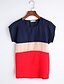 cheap Plus Size Tops-Women&#039;s Blouse Color Block Plus Size Round Neck Daily Weekend Patchwork Short Sleeve Tops Green Red