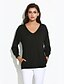 cheap Women&#039;s T-shirts-Women&#039;s Casual / Daily T-shirt Solid Colored Long Sleeve Tops Simple V Neck Black Navy Blue Pink / Lantern Sleeve
