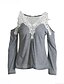 billige Bluser og skjorter til kvinner-Bomull Polyester V-hals Store størrelser T-skjorte - Lapper Dame