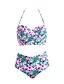 cheap Bikinis-Women&#039;s Retro High Waist Floral Tassel Push-up Halter Neck Red Green Blue Bikini Swimwear - Floral L XL XXL Red / Padded Bras / Underwire Bra