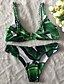tanie Bikini-Damskie Pasek Zielony Trójkątny Dół typu Cheeky Bikini Stroje kąpielowe Kostium kąpielowy - Kwiaty Nadruk S M L Zielony