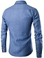 זול חולצות קז&#039;ואל לגברים-בגדי ריקוד גברים חולצה אחיד צווארון קלאסי פול כחול בהיר שרוול ארוך יומי בסיסי רזה צמרות / קיץ / אביב / קיץ