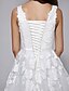 olcso Menyasszonyi ruhák-A-vonalú V-alakú Udvari uszály Tüll / Virágos csipke Made-to-measure esküvői ruhák val vel Rátétek által LAN TING BRIDE®