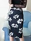 cheap Plus Size Bottoms-Women&#039;s Streetwear Bodycon Skirts Going out Floral Print Black S M L