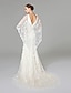 cheap Wedding Dresses-Mermaid / Trumpet Plunging Neck Court Train Lace Made-To-Measure Wedding Dresses with Sequin / Flower by LAN TING BRIDE® / Open Back
