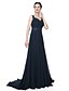 cheap Bridesmaid Dresses-A-Line Straps Floor Length Chiffon Bridesmaid Dress with Pleats / Beading / Appliques