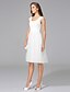 お買い得  ウェディングドレス-A-Line Scoop Neck Knee Length Cotton / Tulle Cap Sleeve Formal / Casual Little White Dress Made-To-Measure Wedding Dresses with Lace 2020