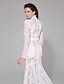 cheap Wedding Dresses-Wedding Dresses Mermaid / Trumpet High Neck Long Sleeve Chapel Train Lace Bridal Gowns With Crystal Beading 2023