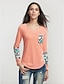 billige Overdele til kvinder-Dame - Ensfarvet Patchwork Bomuld, Blomst Gade T-shirt