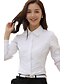 baratos Blusas de mulher-Mulheres Tamanhos Grandes Sólido Camisa Social - Algodão Trabalho Colarinho de Camisa Branco / Azul Claro
