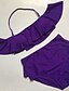cheap Women&#039;s Swimwear &amp; Bikinis-Women&#039;s Bandeau Bandeau Bikini,Plunging Neckline Ruffle Solid Sport Nylon Polyester Purple Black
