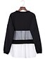 זול סוודרים וקרדיגנים-בגדי ריקוד נשים חולצה טלאים צווארון עגול שחור ליציאה שכבות מרובות ביגוד סגנון רחוב / שרוול ארוך