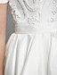 billiga Brudklänningar-A-linje Prydd med juveler Kort / mini Chiffong / Spets Bröllopsklänningar tillverkade med Draperad / Bälte / band av LAN TING BRIDE® / Illusion / Liten vit klänning / Vacker i svart