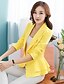 cheap Women&#039;s Blazer&amp;Suits-Women&#039;s Work Spring / Fall Plus Size Long Blazer, Solid Color Notch Lapel Long Sleeve Others Ruffle Purple / Yellow / Fuchsia