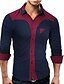 levne Pánské košile-Men&#039;s Daily Cotton Shirt - Color Block Classic Collar Black / Long Sleeve / Spring / Fall